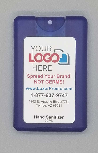 Promotional 20 ML Credit Card Hand Sanitizer Spray - Free Professional Design - Free Proof Within 24 Hours -  Secure Shopping